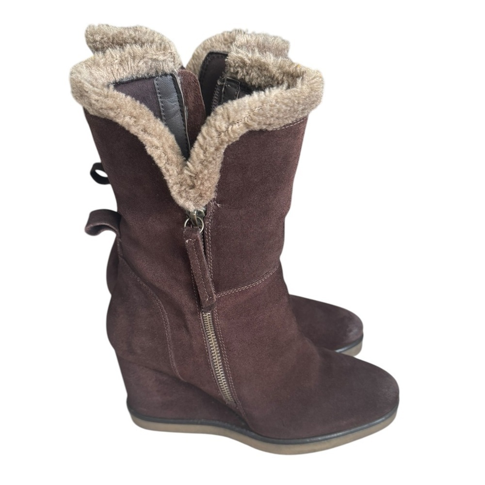Cafe’ Noir Coco Suede Cabin Couture Wedge Rubber Bottom Boots- Women Size 7.5